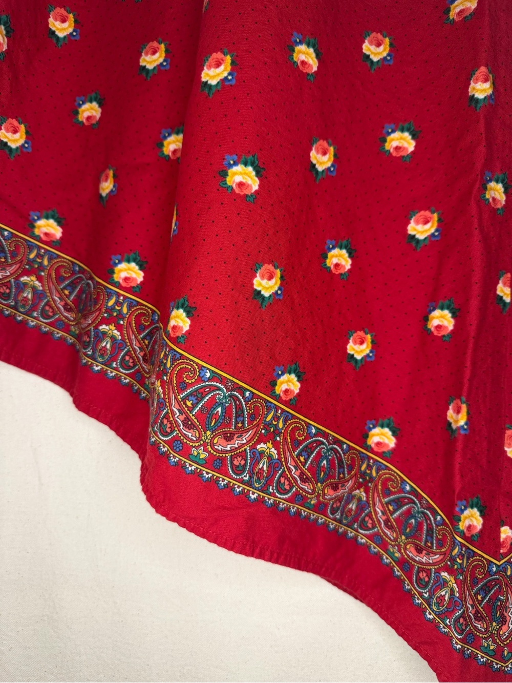Vintage 90s Lauren Ralph Lauren Skirt Paisley Border Floral Prairie - Picture 3 of 4